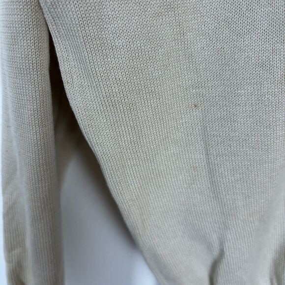 Tulliano Sweater Mens L Beige Silk Cotton Mock Neck Pullover Lightweight Flaw - Picture 7 of 7